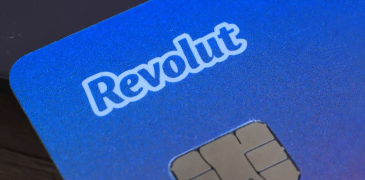 Revolut logo on a bank card