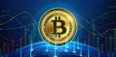 gold bitcoin in the middle of stocks, connections, and cryptocurrency background
