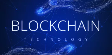 blockchain technology with futuristic blockchain hands