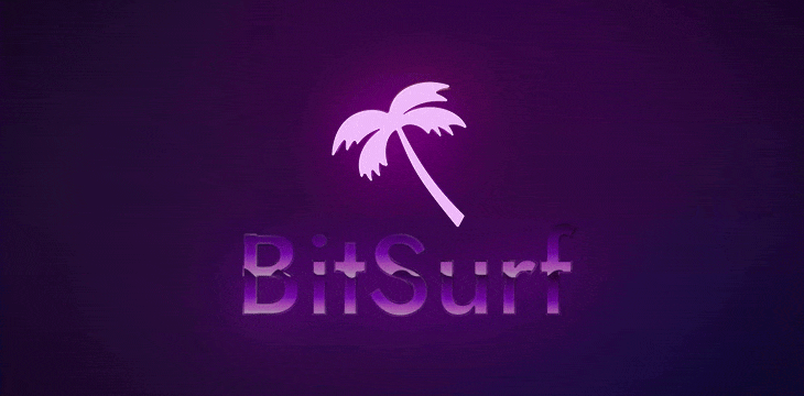 Bitsurf logo with a purple background