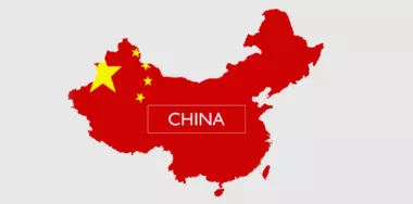Map of China with its flag
