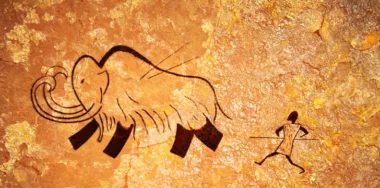 Cave painting of primitive hunt