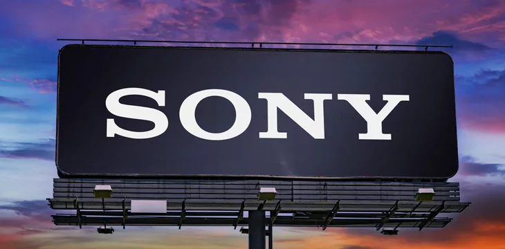 Advertisement billboard displaying logo of Sony, a multinational conglomerate corporation
