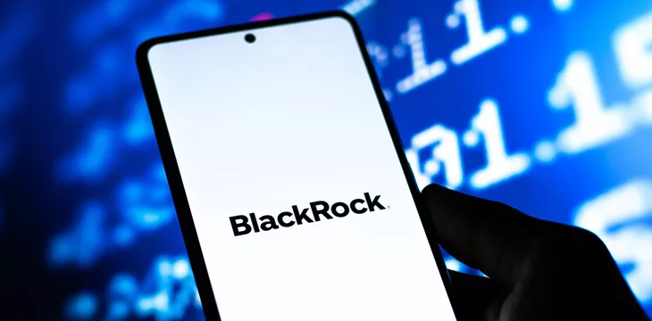BlackRock logo on smartphone in front of blue background
