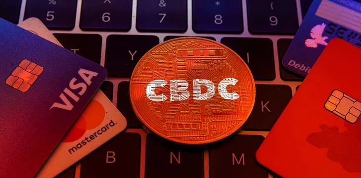 CBDC - Central Bank Digital Currency, new generation digital money with credit cards on the side