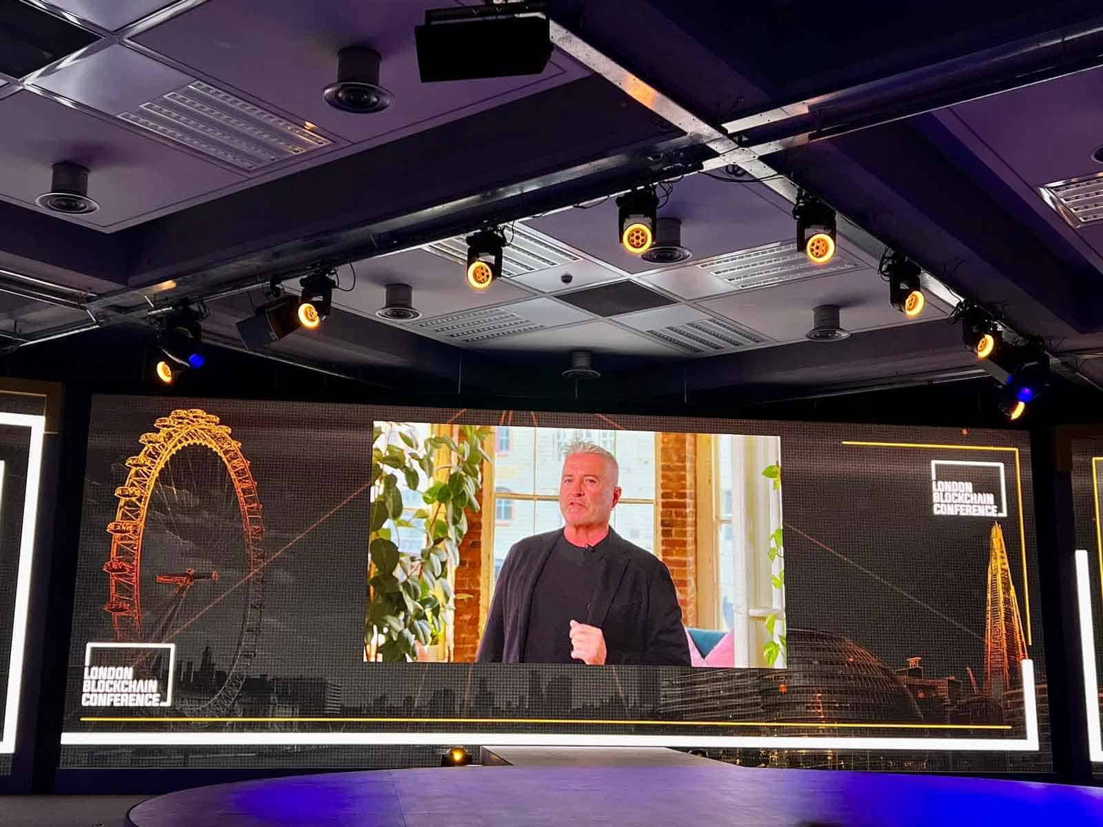 Calvin Ayre practically delivers a welcome speech for the London Blockchain Conference