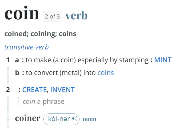 Coin meaning on web screenshot