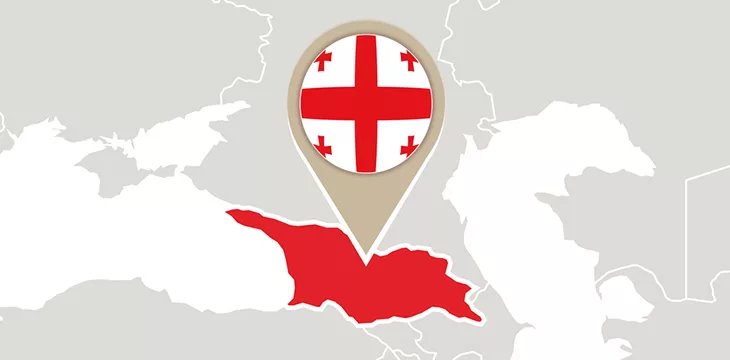 A location pin on Georgia in a Europe map