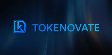 Tokenovate logo with dark blue streaked background
