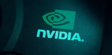 Nvidia logo macro on a video card