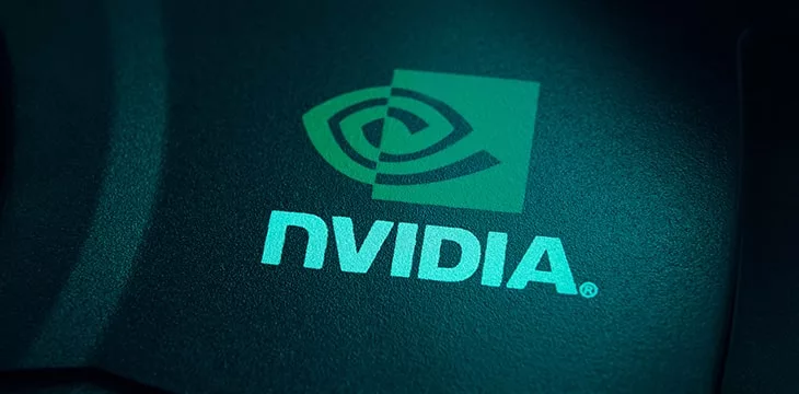 Nvidia logo macro on a video card