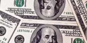 One hundred dollar banknotes background