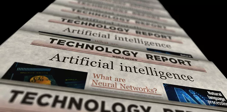 Artificial intelligence deep machine learning vintage news and newspaper printing