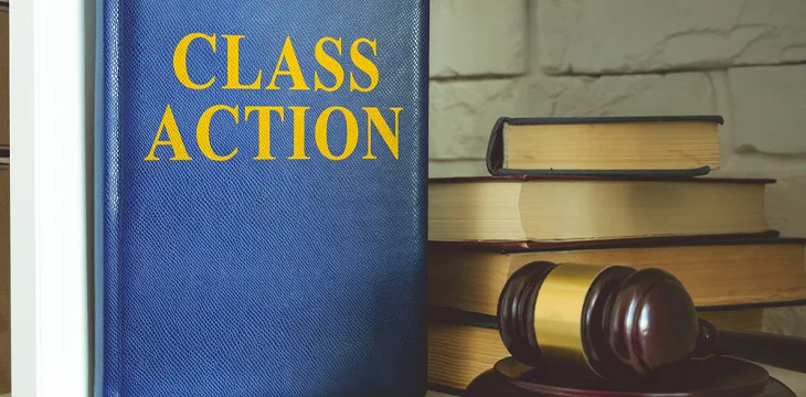Book about class action lawsuit on the shelf