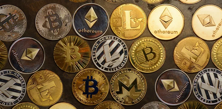 Background form crypto currency coins