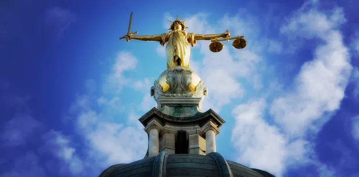 Lady Justice On The Old Bailey, London with a view of a clear blue sky