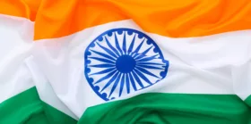 Slightly creased flag of India