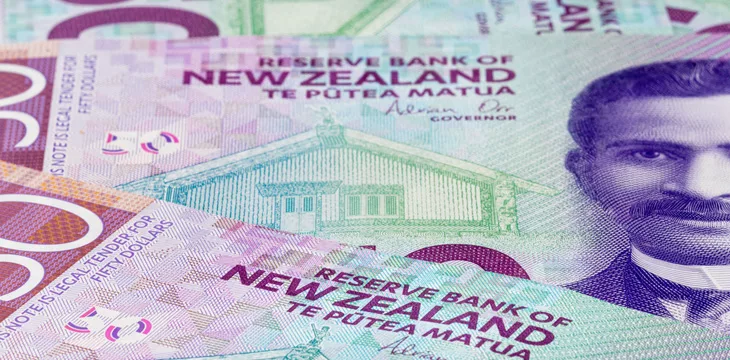 Close-up view of New Zealand banknotes