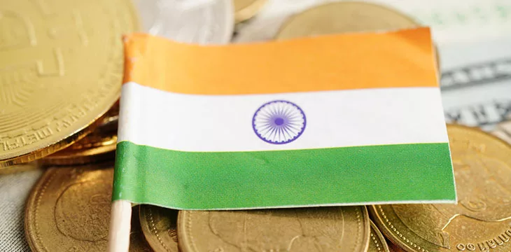 Stack of coins money with India flag