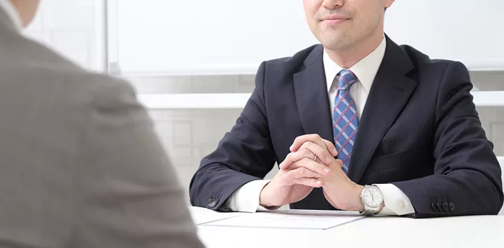 image of a man having an interview