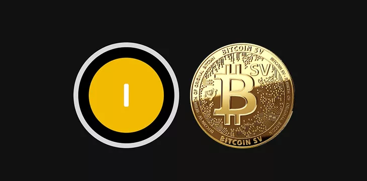 1Sat Ordinals logo and Bitcoin SV physical gold coin