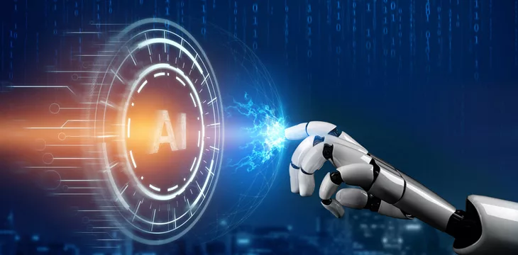 artificial intelligence AI, and machine learning concept 3D Rendering futuristic robot technology development