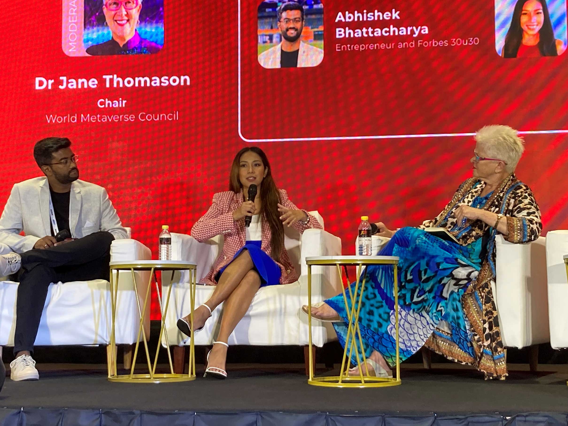 Abhishek Bhattacharya, Stephanie Tower, and Dr. Jane Thomason at the AIBC Asia Summit