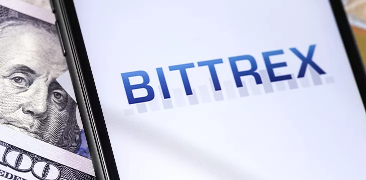 Bittrex cryptocurrency exchange website displayed on smartphone