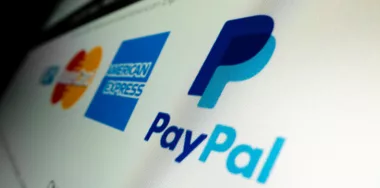 Close-up view of Paypal logo on an online shopping website with various payment methods, shot with macro probe lens