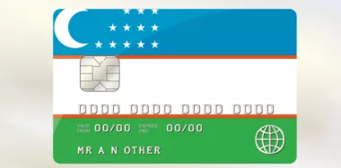 Illustration of a credit card with a concept of Uzbekistan flag