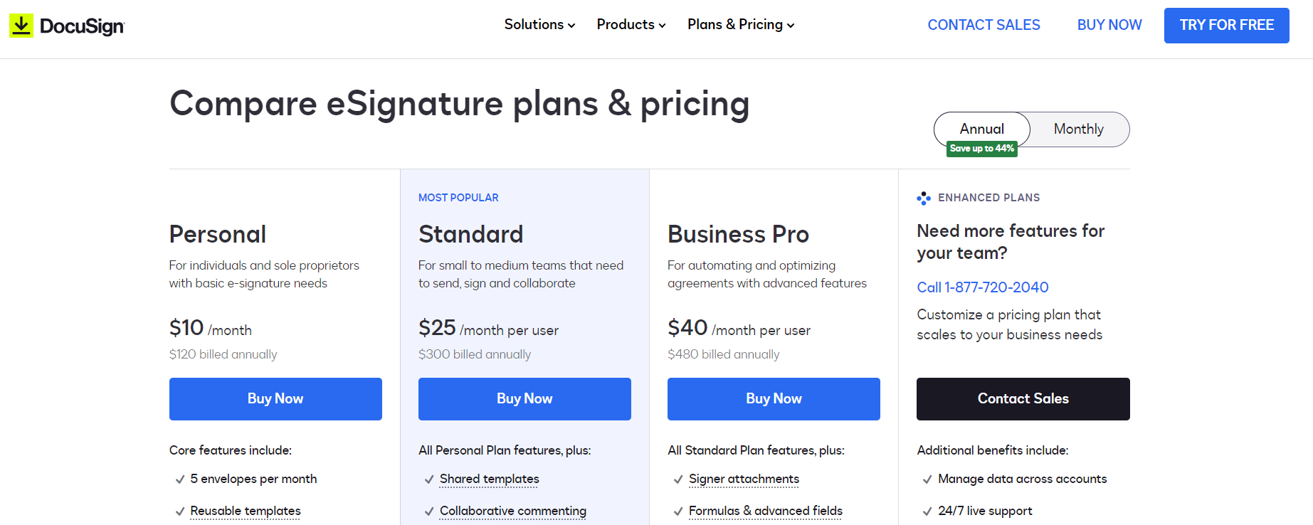 DocuSign subscription plans and pricing