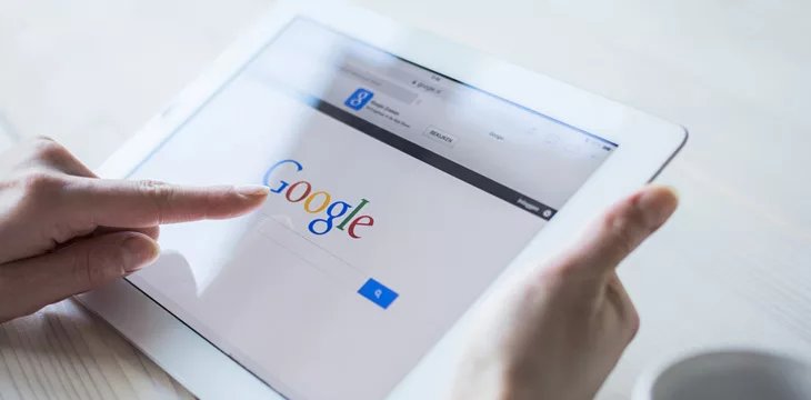 Google search engine on iPad screen