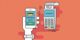 Illustration of mobile payment via smartphone