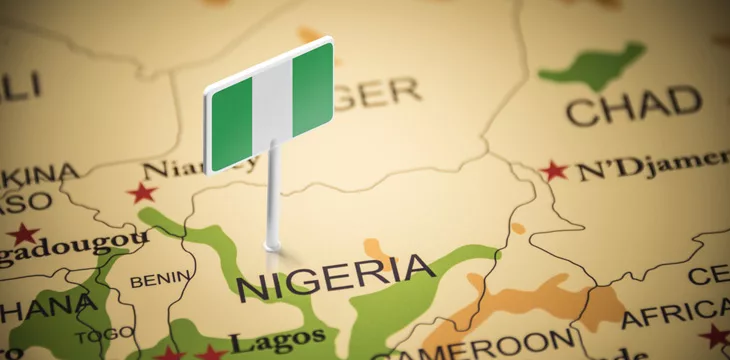 Nigeria marked on a regional map