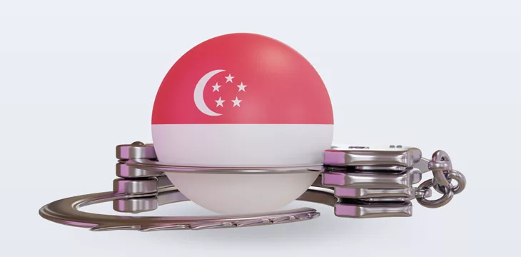 3d handcuff Singapore flag rendering front view