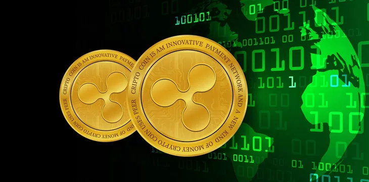 3D illustration of the Ripple-XRP digital currency logo