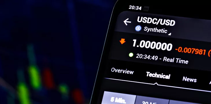 USD coin stats on phone screen