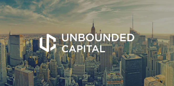Logo of Unbounded Capital with background of New York cityscape and skyline panorama