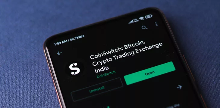 CoinSwitch app on phone screen