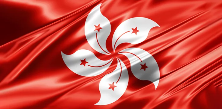 slightly creased Hong Kong flag