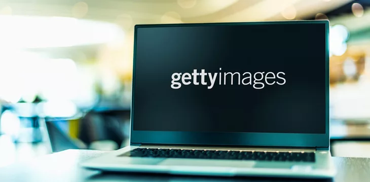 Logo of Getty Images, a British-American visual media company with headquarters in Seattle, Washington displayed on laptop screen