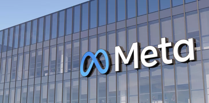 Meta signage logo on building facade