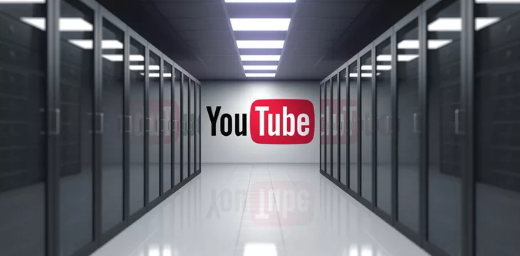 YouTube logo displayed on server wall