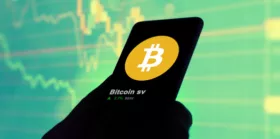 BitcoinSV logo on smartphone