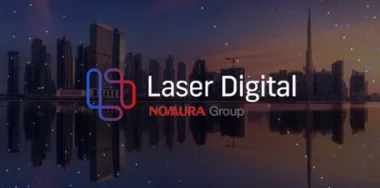 Laser Digital logo in front of Abu Dhabi skyline