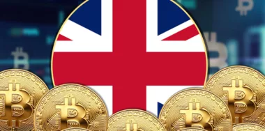 United Kingdom flag round shape with bitcoin