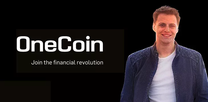 Alex Blania with OneCoin background