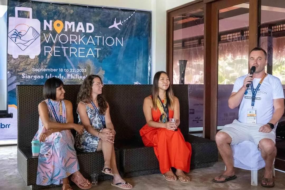 Darnayla discussing Nomads in Paradise event in Siargao