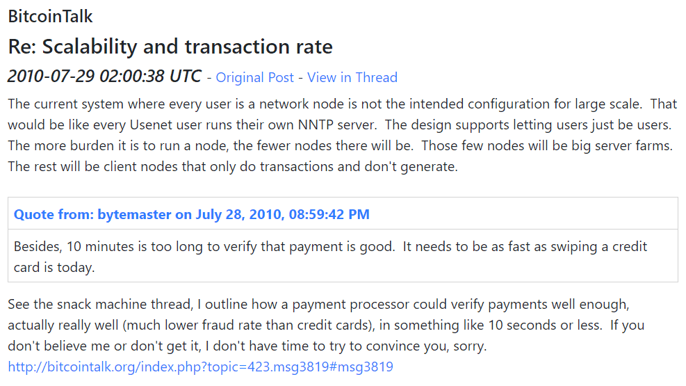 Satoshi Nakamoto Institute: Scalability and Transaction Rate