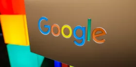 image with the Google logo and Google colors during a press event